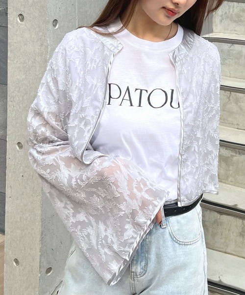 Futier land(フューティアランド)の「【オケージョン対応】ジャガードフラワーショートボレロ(カーディガン/ボレロ・レディース・ライトグレー/ブラック/アイボリー・LARGE/MEDIUM)」の3枚目の写真