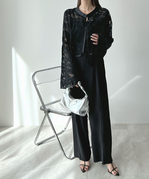 Futier land(フューティアランド)の「【オケージョン対応】ジャガードフラワーショートボレロ(カーディガン/ボレロ・レディース・ライトグレー/ブラック/アイボリー・LARGE/MEDIUM)」の7枚目の写真