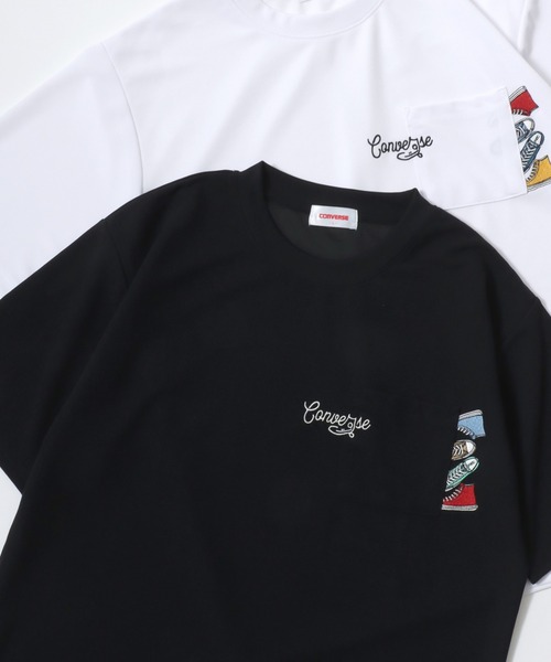 CONVERSE（コンバース）の「CONVERSE/コンバース 接触冷感/UVカット/吸水速乾/耐塩素 アムンゼン ロゴ オールスター ワンポイント刺繍/バックプリント 半袖Tシャツ/レディース メンズ（Tシャツ/カットソー・レディース・ブラック/グレー系その他/ブラック系その他2/ブルー系その他2/グレイッシュブルー/ブルー/ホワイト系その他2/ブラック系その他/ホワイト系その他4/スミクロ/ブルー系その他/ベージュ/ホワイト/ライトグレー/ホワイト系その他/ホワイト系その他3・M/L/LL）」の7枚目の写真