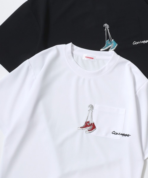 CONVERSE（コンバース）の「CONVERSE/コンバース 接触冷感/UVカット/吸水速乾/耐塩素 アムンゼン ロゴ オールスター ワンポイント刺繍/バックプリント 半袖Tシャツ/レディース メンズ（Tシャツ/カットソー・レディース・ブラック/グレー系その他/ブラック系その他2/ブルー系その他2/グレイッシュブルー/ブルー/ホワイト系その他2/ブラック系その他/ホワイト系その他4/スミクロ/ブルー系その他/ベージュ/ホワイト/ライトグレー/ホワイト系その他/ホワイト系その他3・M/L/LL）」の2枚目の写真