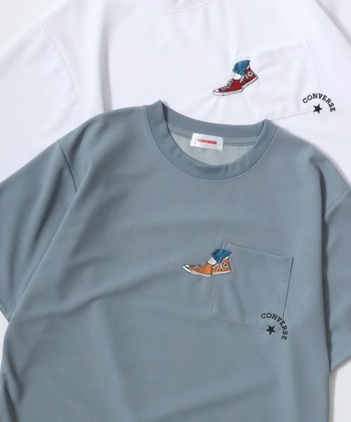 CONVERSE（コンバース）の「CONVERSE/コンバース 接触冷感/UVカット/吸水速乾/耐塩素 アムンゼン ロゴ オールスター ワンポイント刺繍/バックプリント 半袖Tシャツ/レディース メンズ（Tシャツ/カットソー・レディース・ブラック/グレー系その他/ブラック系その他2/ブルー系その他2/グレイッシュブルー/ブルー/ホワイト系その他2/ブラック系その他/ホワイト系その他4/スミクロ/ブルー系その他/ベージュ/ホワイト/ライトグレー/ホワイト系その他/ホワイト系その他3・M/L/LL）」の13枚目の写真