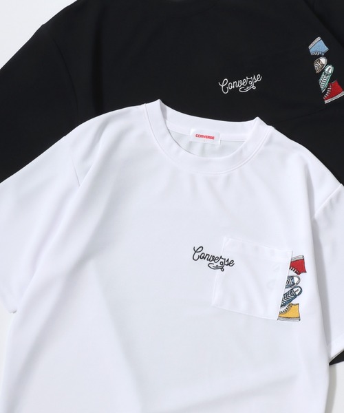 CONVERSE（コンバース）の「CONVERSE/コンバース 接触冷感/UVカット/吸水速乾/耐塩素 アムンゼン ロゴ オールスター ワンポイント刺繍/バックプリント 半袖Tシャツ/レディース メンズ（Tシャツ/カットソー・レディース・ブラック/グレー系その他/ブラック系その他2/ブルー系その他2/グレイッシュブルー/ブルー/ホワイト系その他2/ブラック系その他/ホワイト系その他4/スミクロ/ブルー系その他/ベージュ/ホワイト/ライトグレー/ホワイト系その他/ホワイト系その他3・M/L/LL）」の4枚目の写真