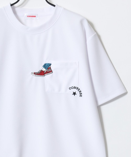 CONVERSE（コンバース）の「CONVERSE/コンバース 接触冷感/UVカット/吸水速乾/耐塩素 アムンゼン ロゴ オールスター ワンポイント刺繍/バックプリント 半袖Tシャツ/レディース メンズ（Tシャツ/カットソー・レディース・ブラック/グレー系その他/ブラック系その他2/ブルー系その他2/グレイッシュブルー/ブルー/ホワイト系その他2/ブラック系その他/ホワイト系その他4/スミクロ/ブルー系その他/ベージュ/ホワイト/ライトグレー/ホワイト系その他/ホワイト系その他3・M/L/LL）」の19枚目の写真