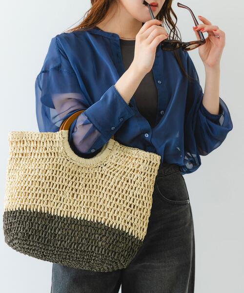 RODE SKO（ロデスコ）の「ウッドハンドルペーパーバッグ（トートバッグ・レディース・ブラック/ナチュラル/グレー/ベージュ系その他・ONE）」の15枚目の写真