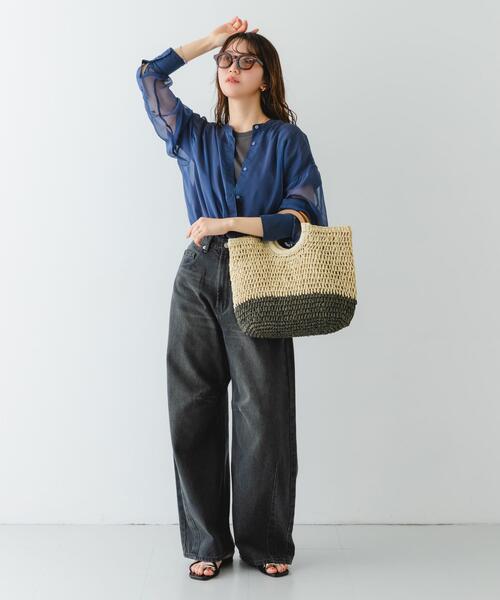 RODE SKO（ロデスコ）の「ウッドハンドルペーパーバッグ（トートバッグ・レディース・ブラック/ナチュラル/グレー/ベージュ系その他・ONE）」の14枚目の写真