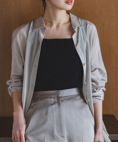 Noble（ノーブル）の「《追加》【洗える】ニュアンス2wayニットタンク 2（タンクトップ・レディース・ブラック/ホワイト・FREE）」の3枚目の写真