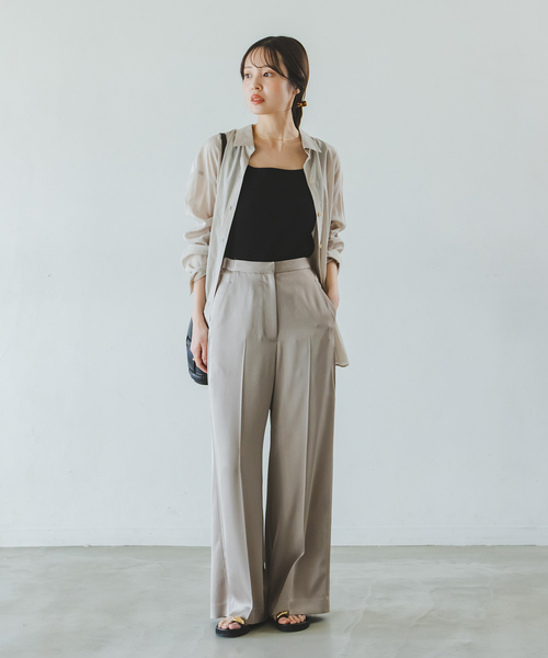 Noble（ノーブル）の「《追加》【洗える】ニュアンス2wayニットタンク 2（タンクトップ・レディース・ブラック/ホワイト・FREE）」の4枚目の写真