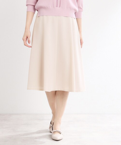 【マシンウォッシュ可／細見え】フレアシルエットスカート