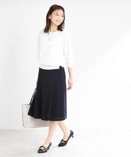 Reflect（リフレクト）の「【マシンウォッシュ可／細見え】フレアシルエットスカート（スカート・レディース・ネイビー/グリーン/ピンク系/ナチュラル・05/07/09/11/13/15 /17）」の5枚目の写真