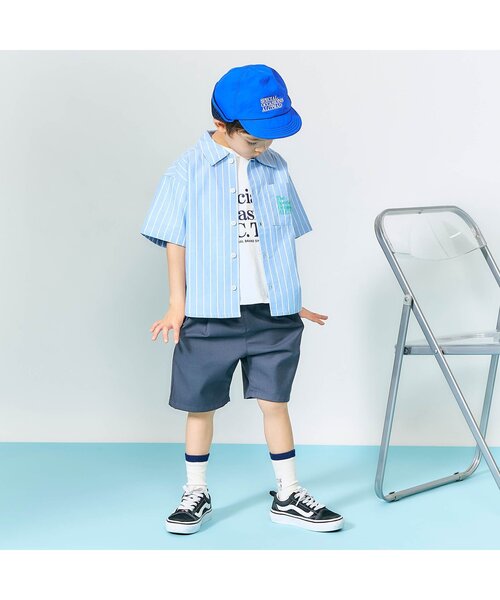 apres les cours（アプレレクール）の「日よけ付きロゴ刺繍キャップ（キャップ・キッズ・ブラック/ブルー・50/54/58）」の3枚目の写真