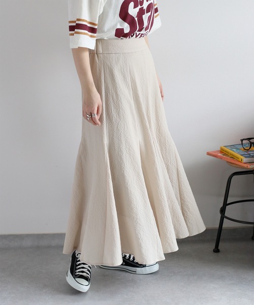 cepo(セポ)の「〈セットアップ対応〉速乾&涼感 リサイクルポリサッカーマーメイドスカート(スカート・レディース・オフホワイト/ブラック/ブラック×ホワイト・M)」の2枚目の写真