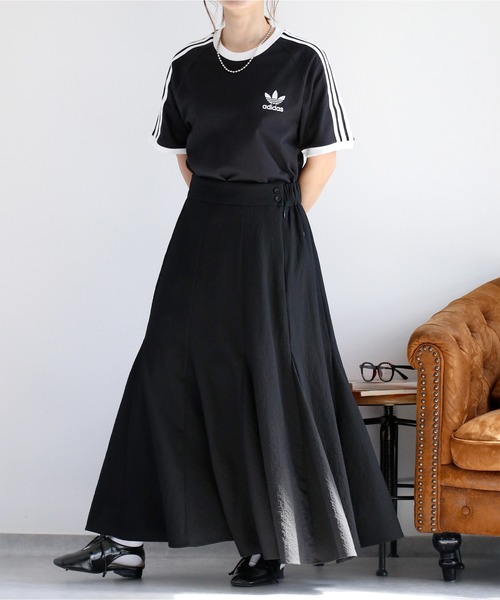 cepo(セポ)の「〈セットアップ対応〉速乾&涼感 リサイクルポリサッカーマーメイドスカート(スカート・レディース・オフホワイト/ブラック/ブラック×ホワイト・M)」の4枚目の写真