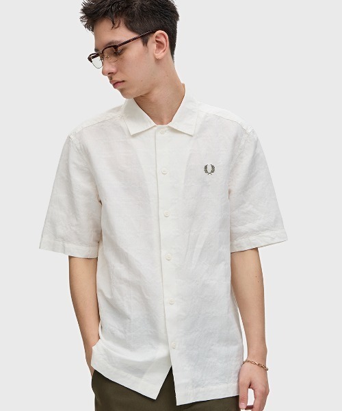 【FRED PERRY】ニット Tシャツ リネン コットン かわいい Knitted Shirt(10 102：BLACK): | FRED PERRY JAPAN | フレッド