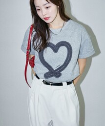 PUBLUX（パブリュクス）の「PUBLUX/パブリュクス チュール ハート ミニロゴ Tシャツ　限定展開（Tシャツ/カットソー・レディース）」