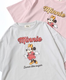 Disney/ディズニー ミッキー/ミニー/リロ&スティッチ フロント バックプリント オーバーサイズ半袖Tシャツ