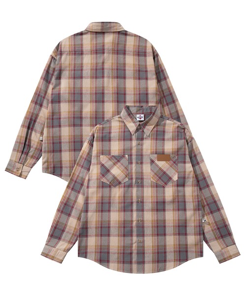 HOOK(フック)の「HOOK -original- 古着風チェック柄コットンビッグシャツ(シャツ/ブラウス・メンズ・ベージュ・LARGE/MEDIUM/X-LARGE)」の1枚目の写真