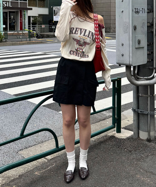 CIAOPANIC（チャオパニック）の「クレープシアーロゴリボントップス（Tシャツ/カットソー・レディース・ボルドー/アイボリー/チャコールグレー・ONE SIZE）」の8枚目の写真
