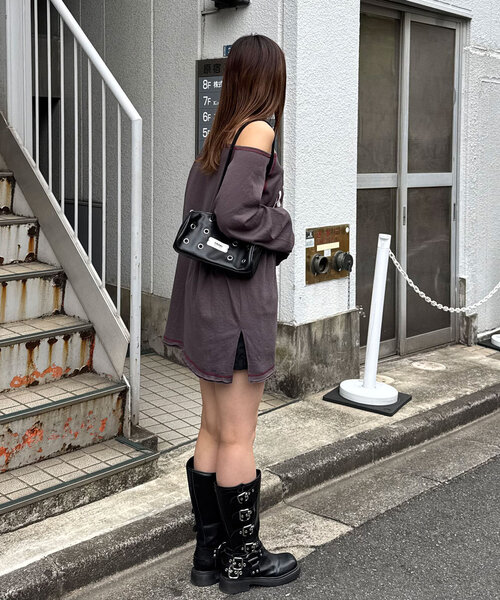 CIAOPANIC（チャオパニック）の「クレープシアーロゴリボントップス（Tシャツ/カットソー・レディース・ボルドー/アイボリー/チャコールグレー・ONE SIZE）」の21枚目の写真