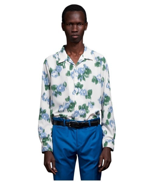 セール】Pixel Flower Print Open Collar Shirt ピクセル