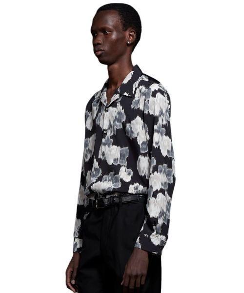 セール】Pixel Flower Print Open Collar Shirt ピクセル