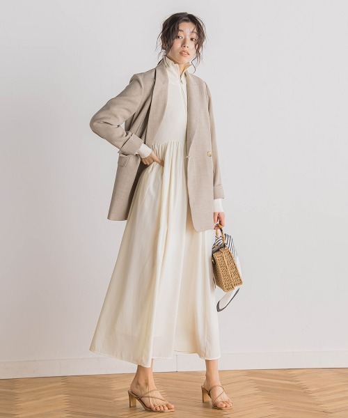 Droite lautreamont(ドロワットロートレアモン)の「ハーフジップドッキングワンピース≪手洗い可能≫(ワンピース・レディース・ブラック/オフホワイト・M)」の17枚目の写真