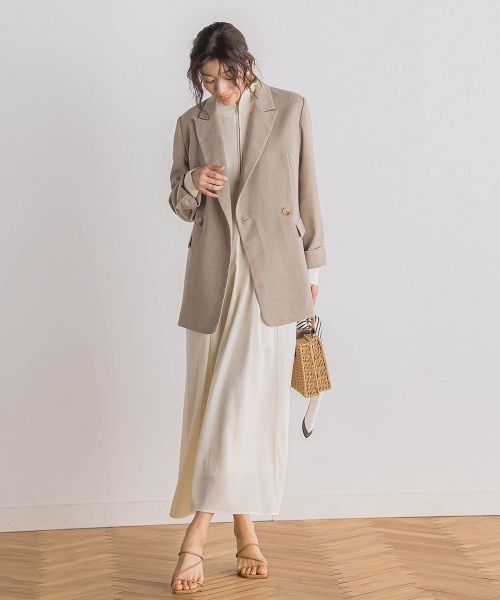 Droite lautreamont(ドロワットロートレアモン)の「ハーフジップドッキングワンピース≪手洗い可能≫(ワンピース・レディース・ブラック/オフホワイト・M)」の16枚目の写真