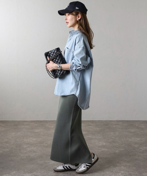 ボンジュールサガン BONJOUR SAGAN [SET]ラペルカラーニットベスト×バックスリットニットスカート （DARK-GRAY） ボンジュールサガン BONJOUR SAGAN [SET]ラペルカラーニット