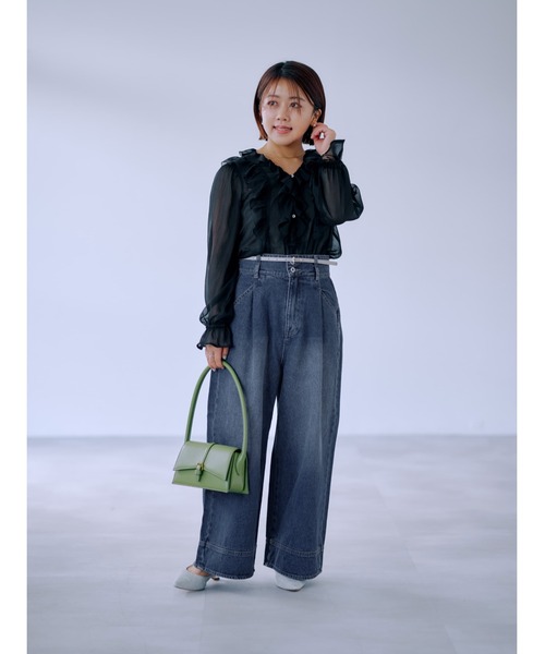 COHINA（コヒナ）の「シアー楊柳ラッフルブラウス 【低身長・小柄女性】（シャツ/ブラウス・レディース・ホワイト/ブラック・ONE SIZE）」の9枚目の写真
