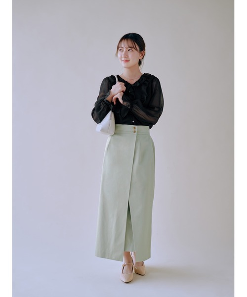 COHINA（コヒナ）の「シアー楊柳ラッフルブラウス 【低身長・小柄女性】（シャツ/ブラウス・レディース・ホワイト/ブラック・ONE SIZE）」の11枚目の写真