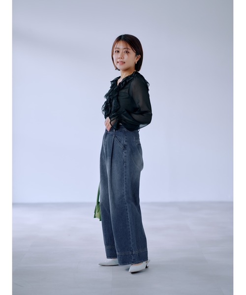 COHINA（コヒナ）の「シアー楊柳ラッフルブラウス 【低身長・小柄女性】（シャツ/ブラウス・レディース・ホワイト/ブラック・ONE SIZE）」の8枚目の写真