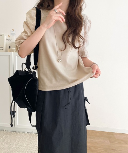 Elisabetta Franchi オフショル 花柄 ドッキング トップス Elisabetta Franchi オフショル 花柄 ドッキング トップス