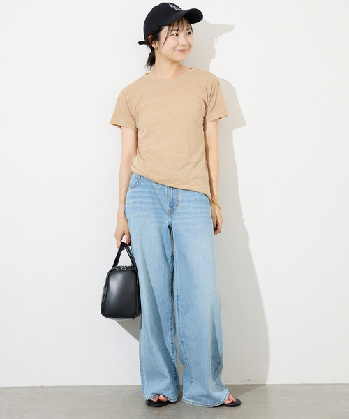 SLOBE IENA(スローブイエナ)の「《追加》スラブ5分袖TEE(Tシャツ/カットソー・レディース・ネイビー/ホワイト/スカイブルー/オレンジ系その他/ベージュ・FREE)」の19枚目の写真