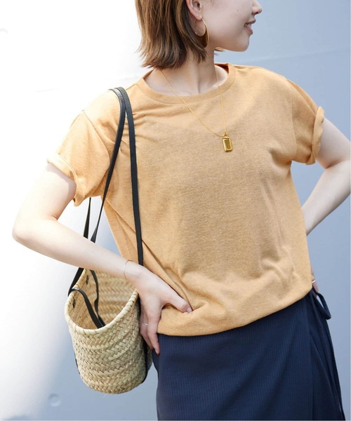 SLOBE IENA(スローブイエナ)の「《追加》スラブ5分袖TEE(Tシャツ/カットソー・レディース・ネイビー/ホワイト/スカイブルー/オレンジ系その他/ベージュ・FREE)」の22枚目の写真