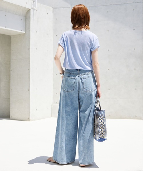 SLOBE IENA(スローブイエナ)の「《追加》スラブ5分袖TEE(Tシャツ/カットソー・レディース・ネイビー/ホワイト/スカイブルー/オレンジ系その他/ベージュ・FREE)」の12枚目の写真