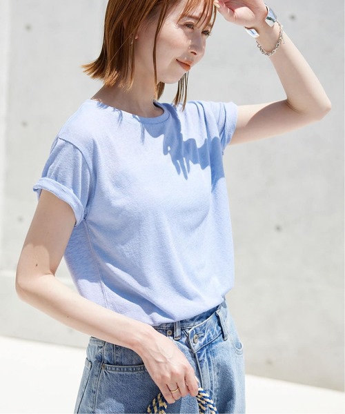SLOBE IENA(スローブイエナ)の「《追加》スラブ5分袖TEE(Tシャツ/カットソー・レディース・ネイビー/ホワイト/スカイブルー/オレンジ系その他/ベージュ・FREE)」の13枚目の写真