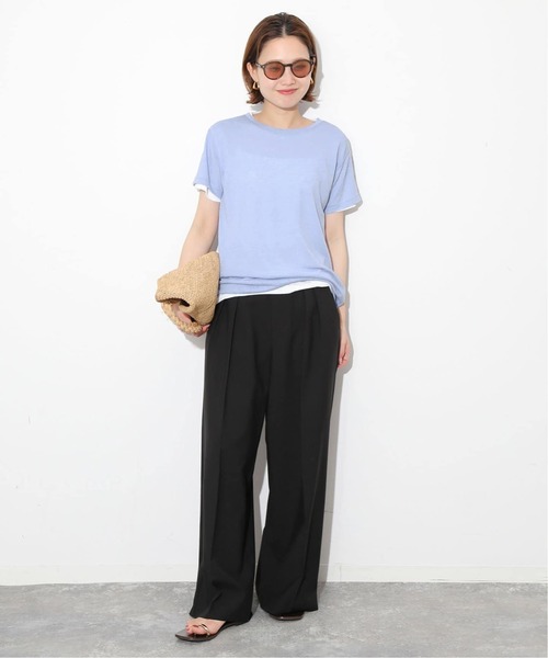 SLOBE IENA(スローブイエナ)の「《追加》スラブ5分袖TEE(Tシャツ/カットソー・レディース・ネイビー/ホワイト/スカイブルー/オレンジ系その他/ベージュ・FREE)」の18枚目の写真