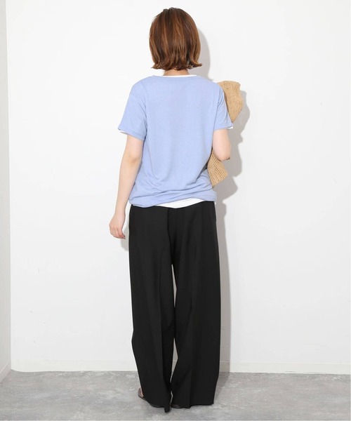 SLOBE IENA(スローブイエナ)の「《追加》スラブ5分袖TEE(Tシャツ/カットソー・レディース・ネイビー/ホワイト/スカイブルー/オレンジ系その他/ベージュ・FREE)」の19枚目の写真