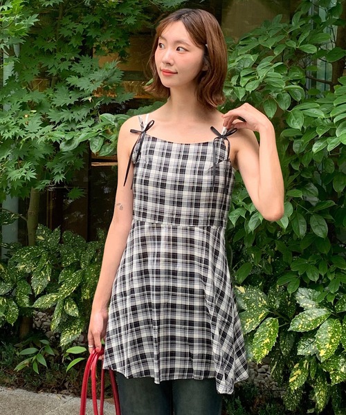 Teem Store(チームストア)の「チェックミニワンピース インナーキャミワンピ付き(ワンピース・レディース・ブラック・F)」の22枚目の写真