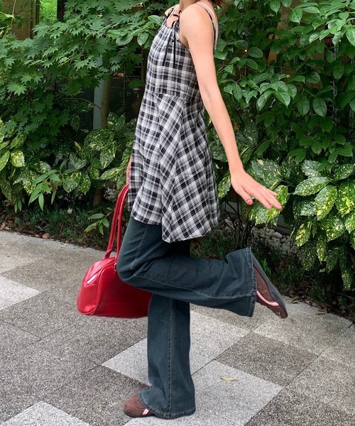 Teem Store(チームストア)の「チェックミニワンピース インナーキャミワンピ付き(ワンピース・レディース・ブラック・F)」の17枚目の写真