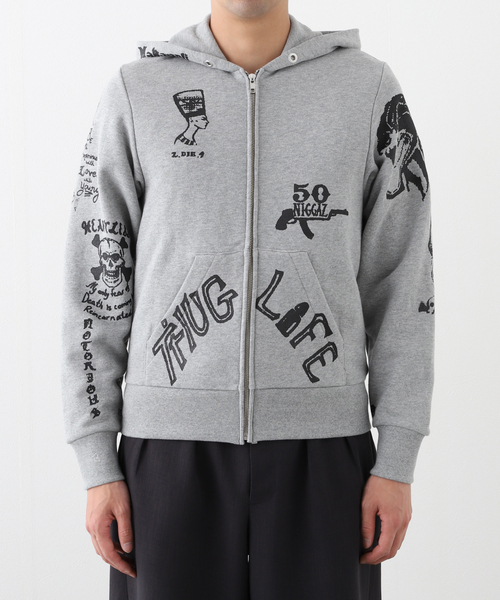 豆助 SDROPSHOODZ OVER ジップアップパーカー｜ブラック｜ボーイズ｜DIESEL