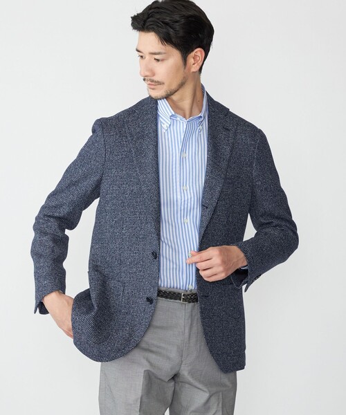 SHIPS（シップス）の「SHIPS: イタリアン ボタンダウン パナマ ロンドンストライプ シャツ（ビジネスシャツ・メンズ・ネイビー/スカイブルー・38/39/40）」の7枚目の写真