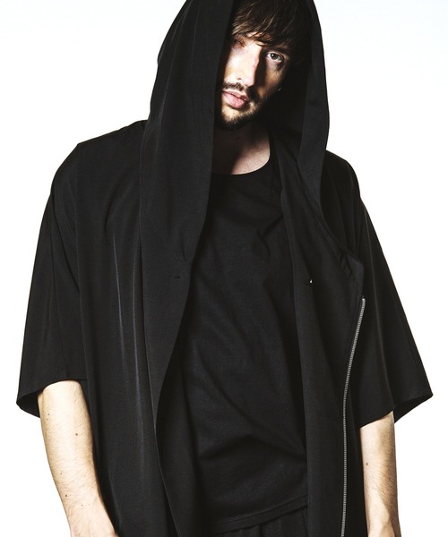 NO ID.（ノーアイディ）の「【NO ID.】Hood Dolman Zip Big Shirt / フード ドルマン ジップ ビッグ シャツ（Tシャツ/カットソー・メンズ・ホワイト/その他23/ブラック/グレー・ONE SIZE）」の2枚目の写真