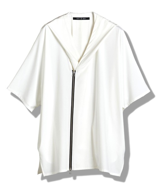 NO ID.（ノーアイディ）の「【NO ID.】Hood Dolman Zip Big Shirt / フード ドルマン ジップ ビッグ シャツ（Tシャツ/カットソー・メンズ・ホワイト/その他23/ブラック/グレー・ONE SIZE）」の5枚目の写真