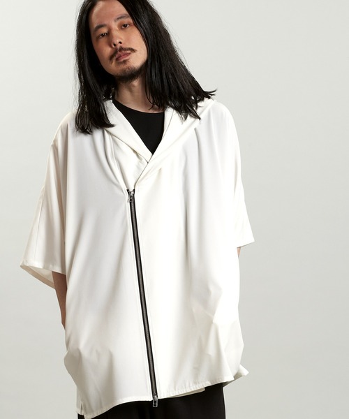 NO ID.（ノーアイディ）の「【NO ID.】Hood Dolman Zip Big Shirt / フード ドルマン ジップ ビッグ シャツ（Tシャツ/カットソー・メンズ・ホワイト/その他23/ブラック/グレー・ONE SIZE）」の20枚目の写真