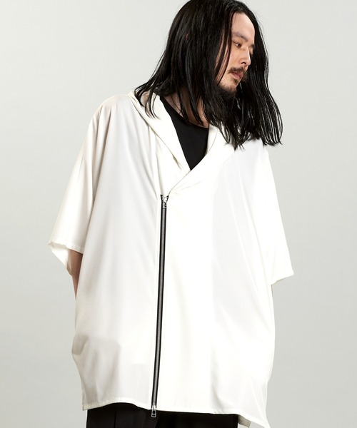 NO ID.（ノーアイディ）の「【NO ID.】Hood Dolman Zip Big Shirt / フード ドルマン ジップ ビッグ シャツ（Tシャツ/カットソー・メンズ・ホワイト/その他23/ブラック/グレー・ONE SIZE）」の21枚目の写真