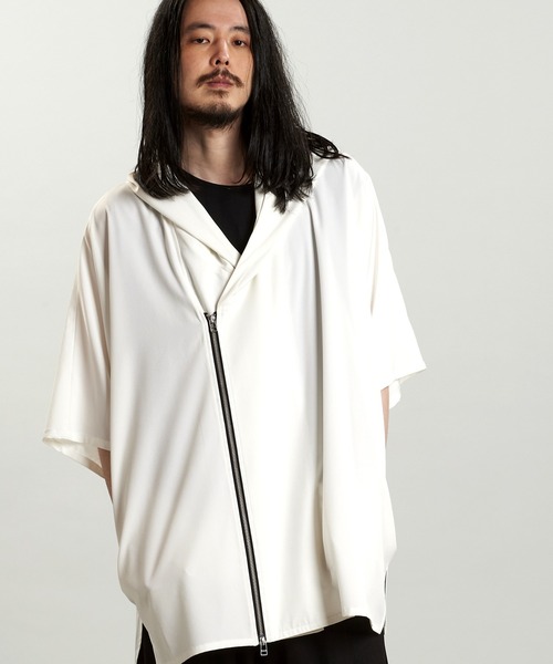 NO ID.（ノーアイディ）の「【NO ID.】Hood Dolman Zip Big Shirt / フード ドルマン ジップ ビッグ シャツ（Tシャツ/カットソー・メンズ・ホワイト/その他23/ブラック/グレー・ONE SIZE）」の22枚目の写真
