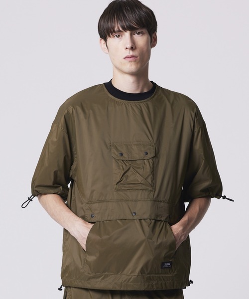 TAION（タイオン）の「【TAION(タイオン)】〈ユニセックス〉ノンダウン マウンテン クルーネック ハーフスリーブカットソー（Tシャツ/カットソー・メンズ・ダークネイビー/スカイブルー系1/オリーブ/ブルーグリーン/ブラック/ダークパープル・S/M/L/XS/XL）」の2枚目の写真