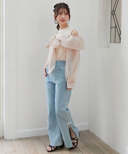 MAJESTIC LEGON(マジェスティックレゴン)の「タンクセットリボンシアーブラウス(シャツ/ブラウス・レディース・アイボリー/ピンクベージュ/グレー・MEDIUM)」の14枚目の写真