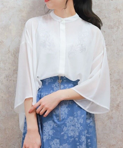 axes femme(アクシーズファム)の「エンブロイダリーシャツ(シャツ/ブラウス・レディース・ホワイト/ブラック/ブルーグリーン・FREE)」の19枚目の写真