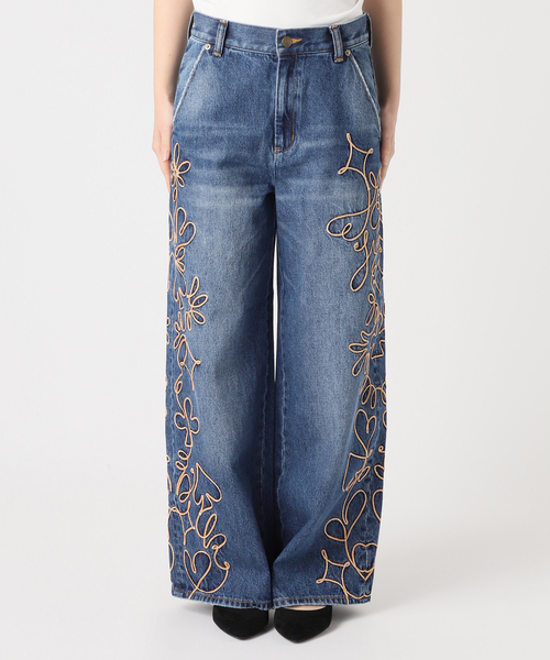 JOURNAL STANDARD(ジャーナルスタンダード)の「【YOU LOOK GOOD×JS】コードエンブロイダリーデニムパンツ(デニムパンツ・レディース・ブルー・36/38)」の5枚目の写真
